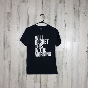 3/$15 express will regret this in the morning, black white womens tshirt size XS